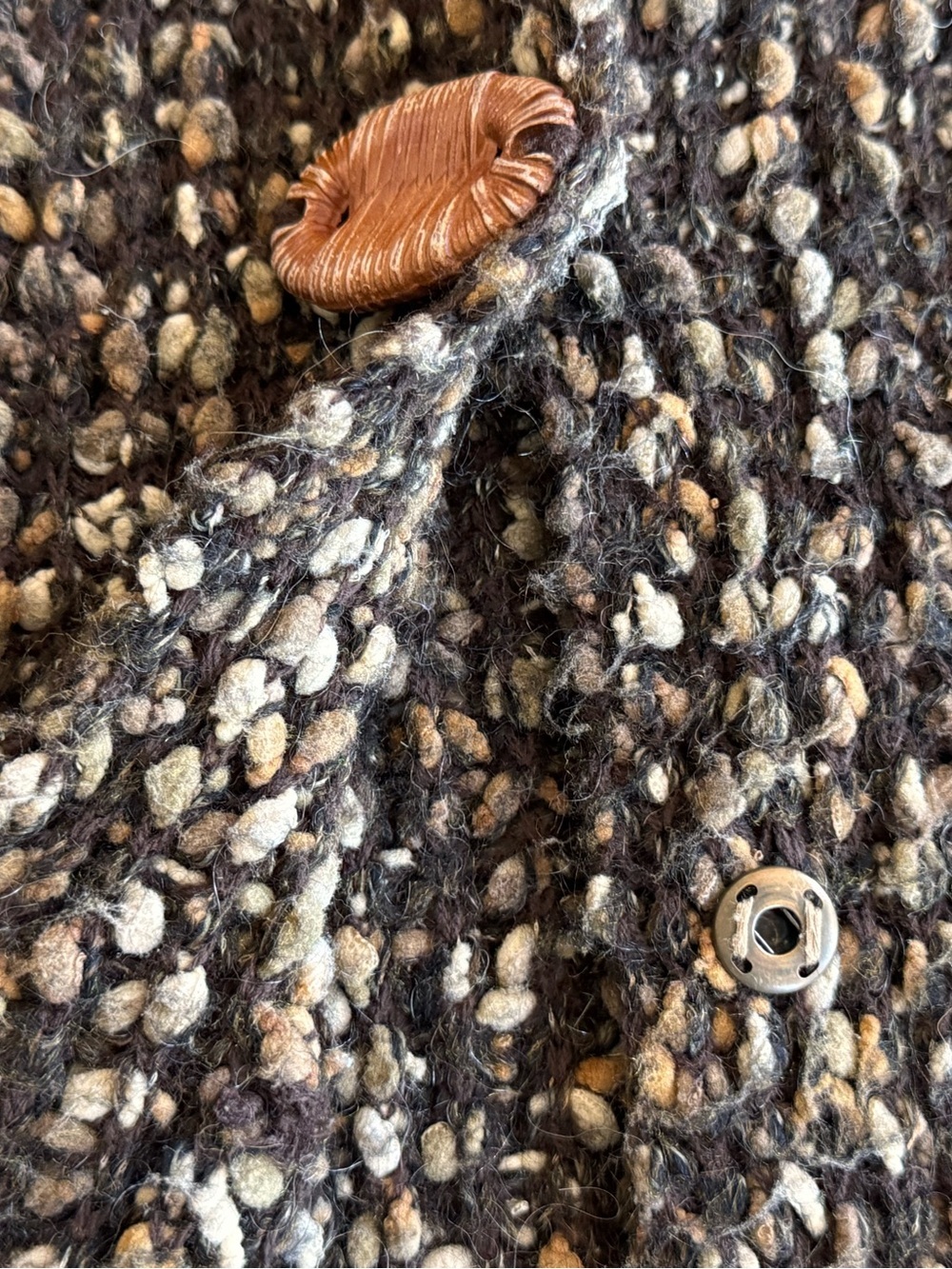 Anthropologie Curio Chunky Knit Snap Button Hooded Cardigan Sweater Coat Size PM - Picture 7 of 11